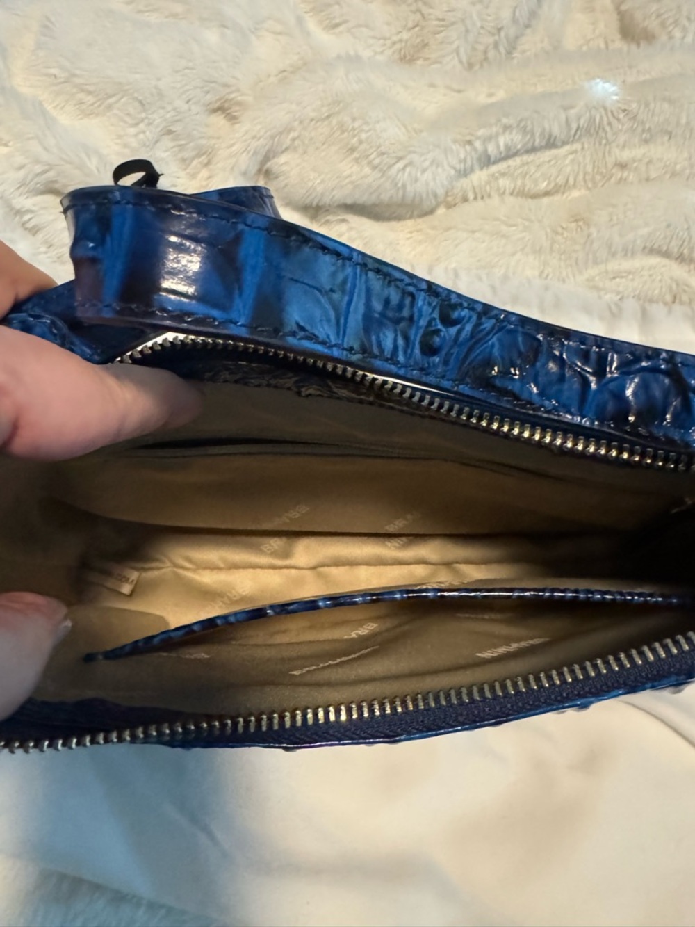 Brahmin Shiny bright blue Croc shoulder bag (Esme style I think) - Picture 5 of 8